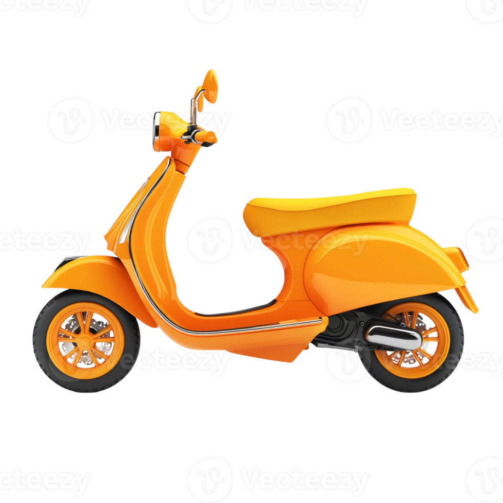 A Vibrant Orange Scooter Side Profile Displayed png