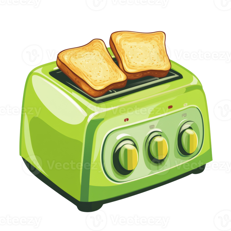 Green Toaster Toasting Two Slices Of Bread png