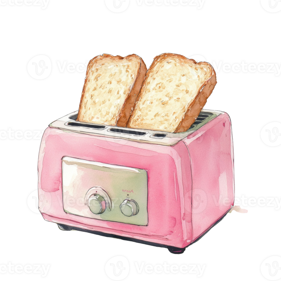 Pink Toaster Baking Two Slices Of Golden Brown Toast png