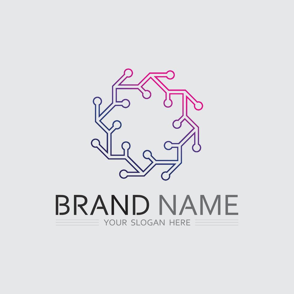 Tech gear logo design template. Technology Logo Template cyber Design vector