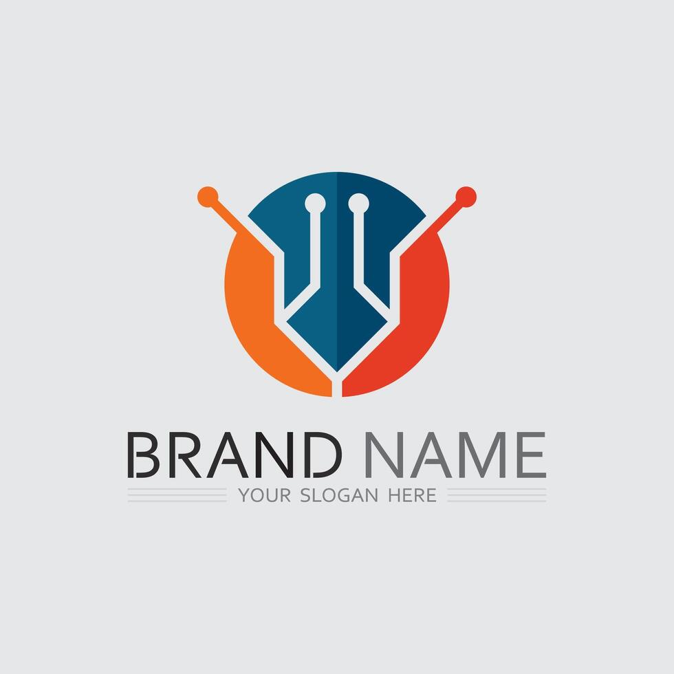 Tech gear logo design template. Technology Logo Template cyber vector