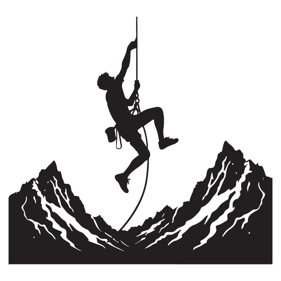 Adventurous Rock Climber Silhouette Illustration vector