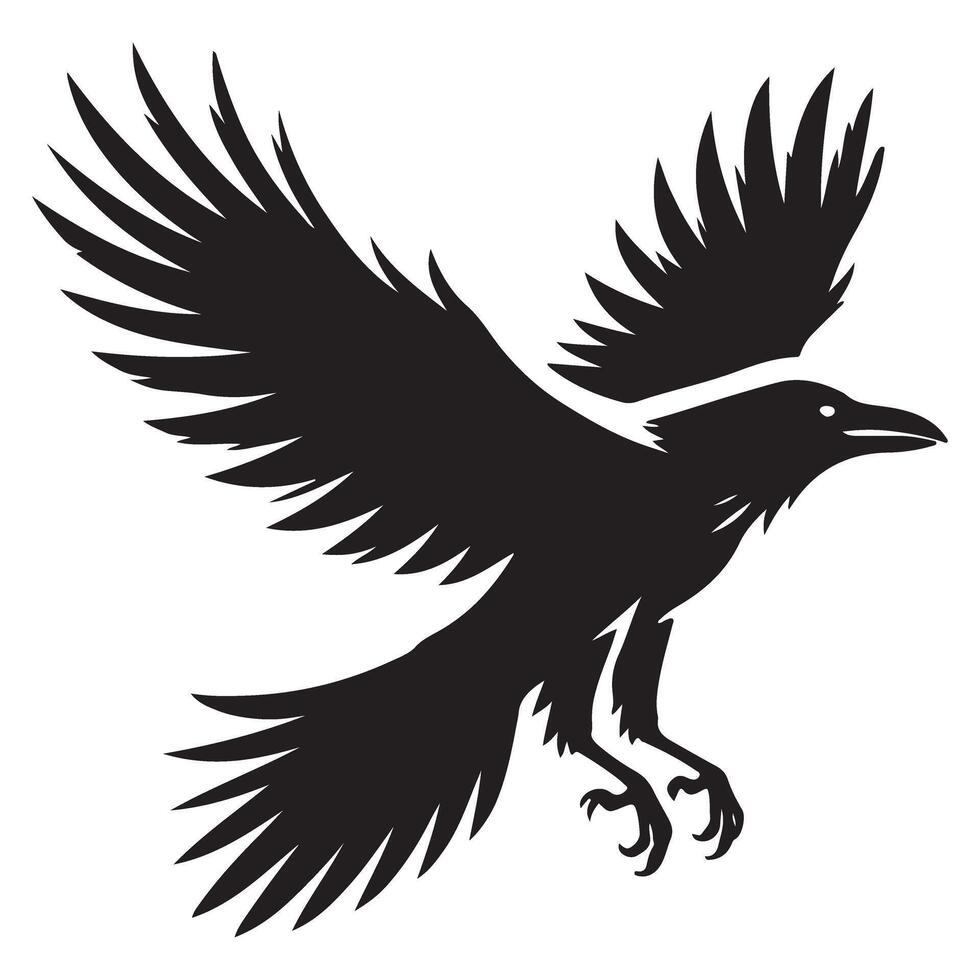 Silhouette of a Raven Preparing to Land vector