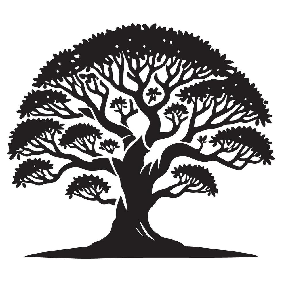 Majestic Silhouette of an Ancient Tree vector