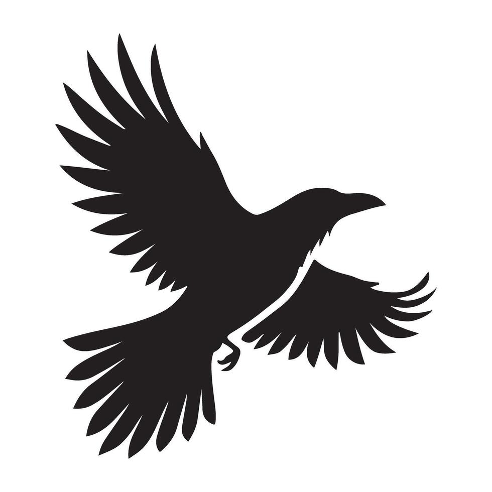 Silhouette of a Raven in Flight vector