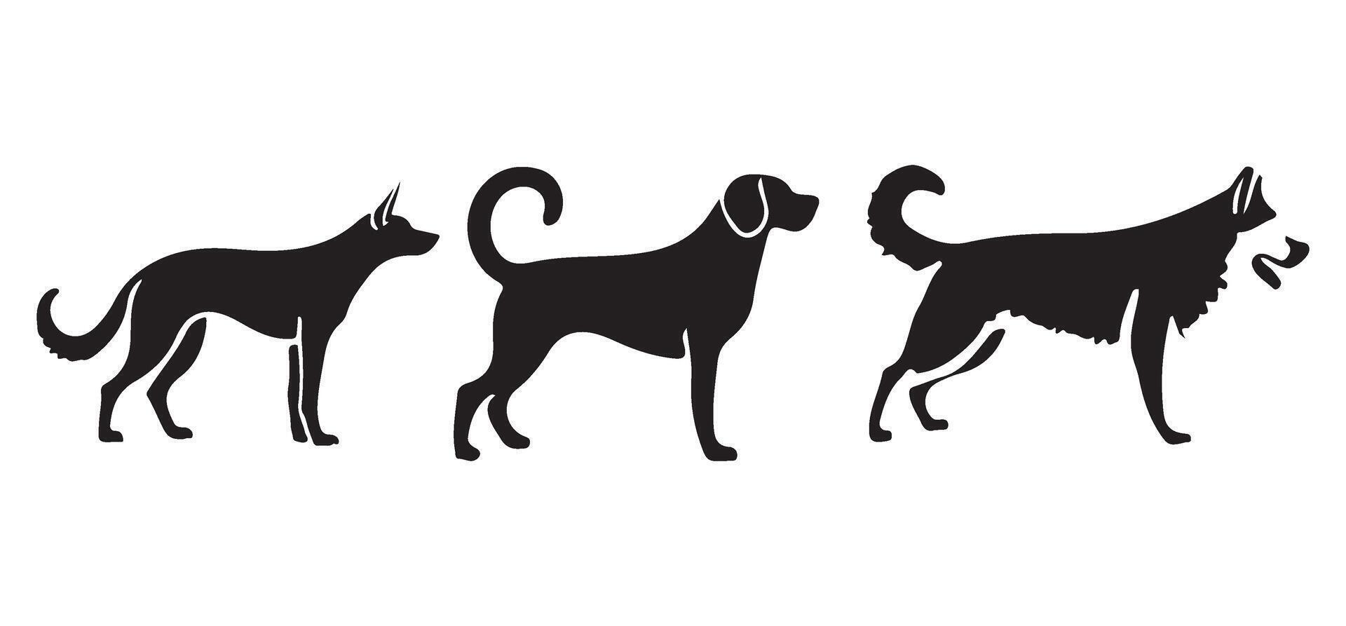 Various Dog Breeds Silhouette Illustration Set vector