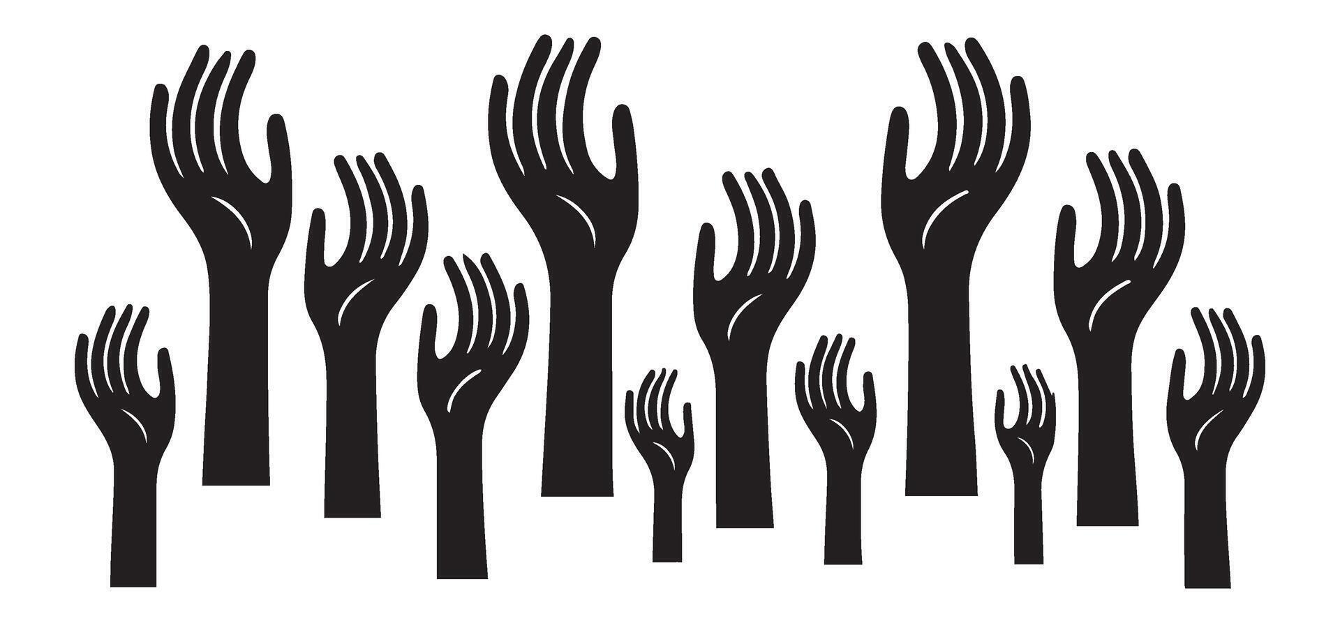 Reaching Up Silhouette Hands Illustration vector