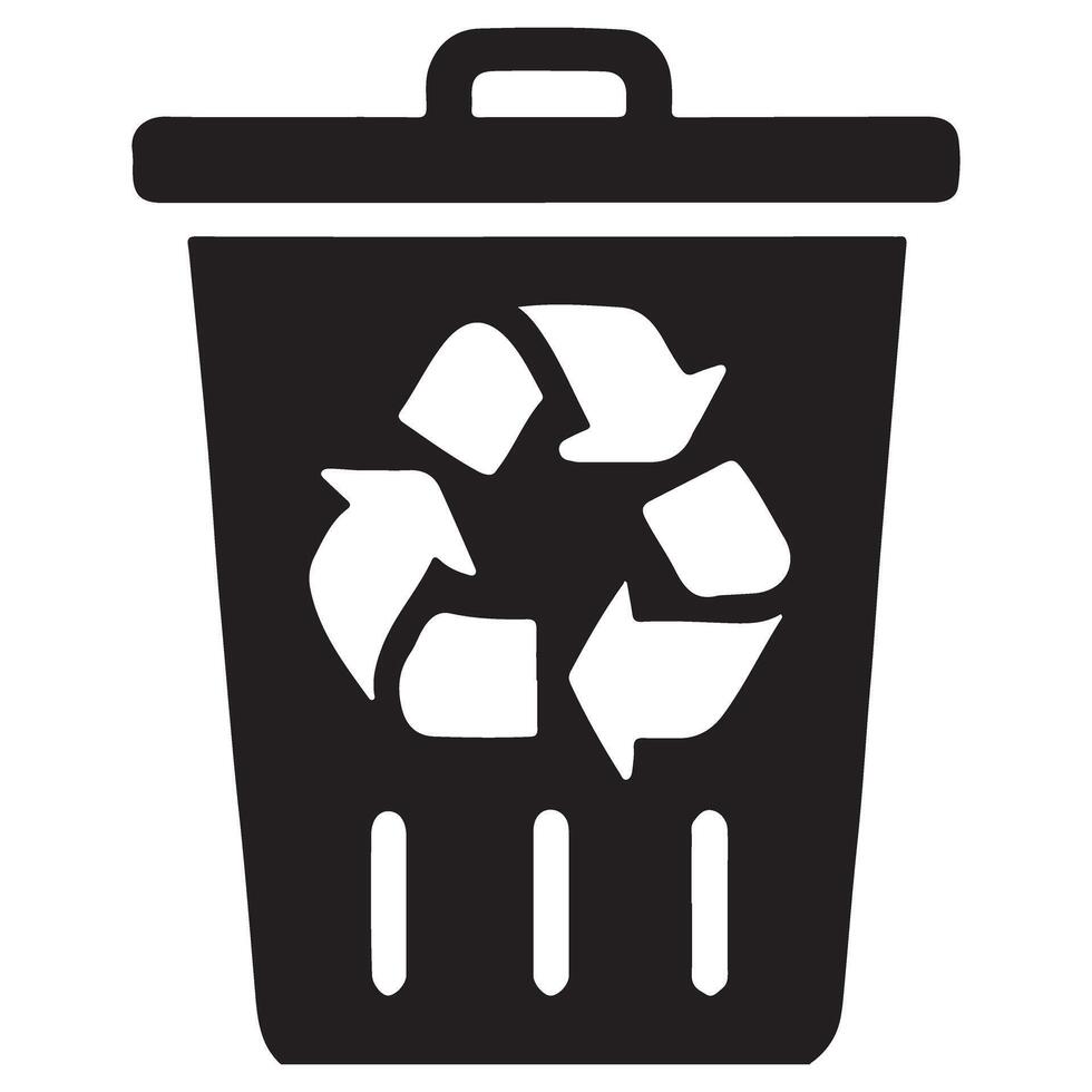 Recycling Bin Silhouette Icon for Waste Management vector