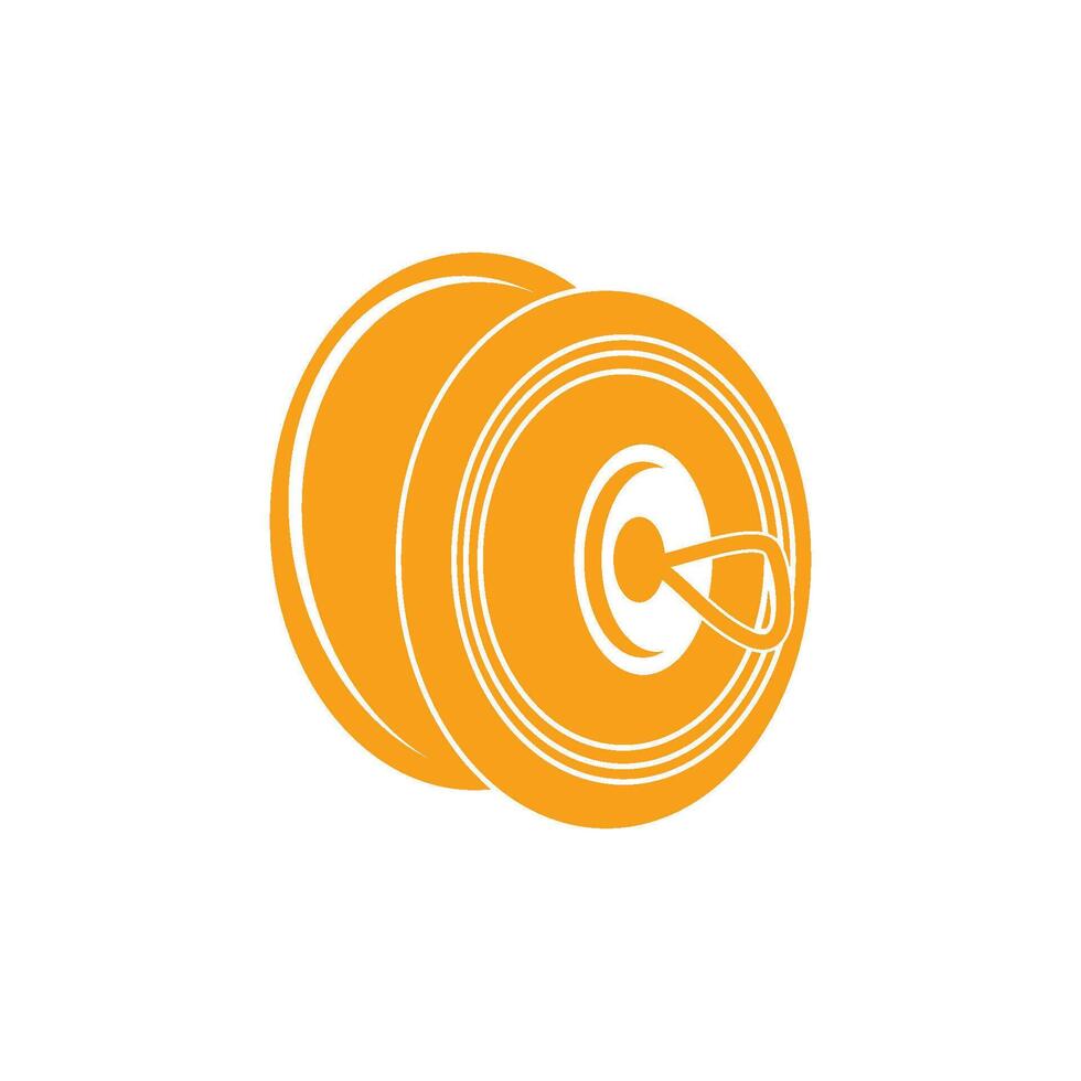 A yellow and orange wheel with a handle vector