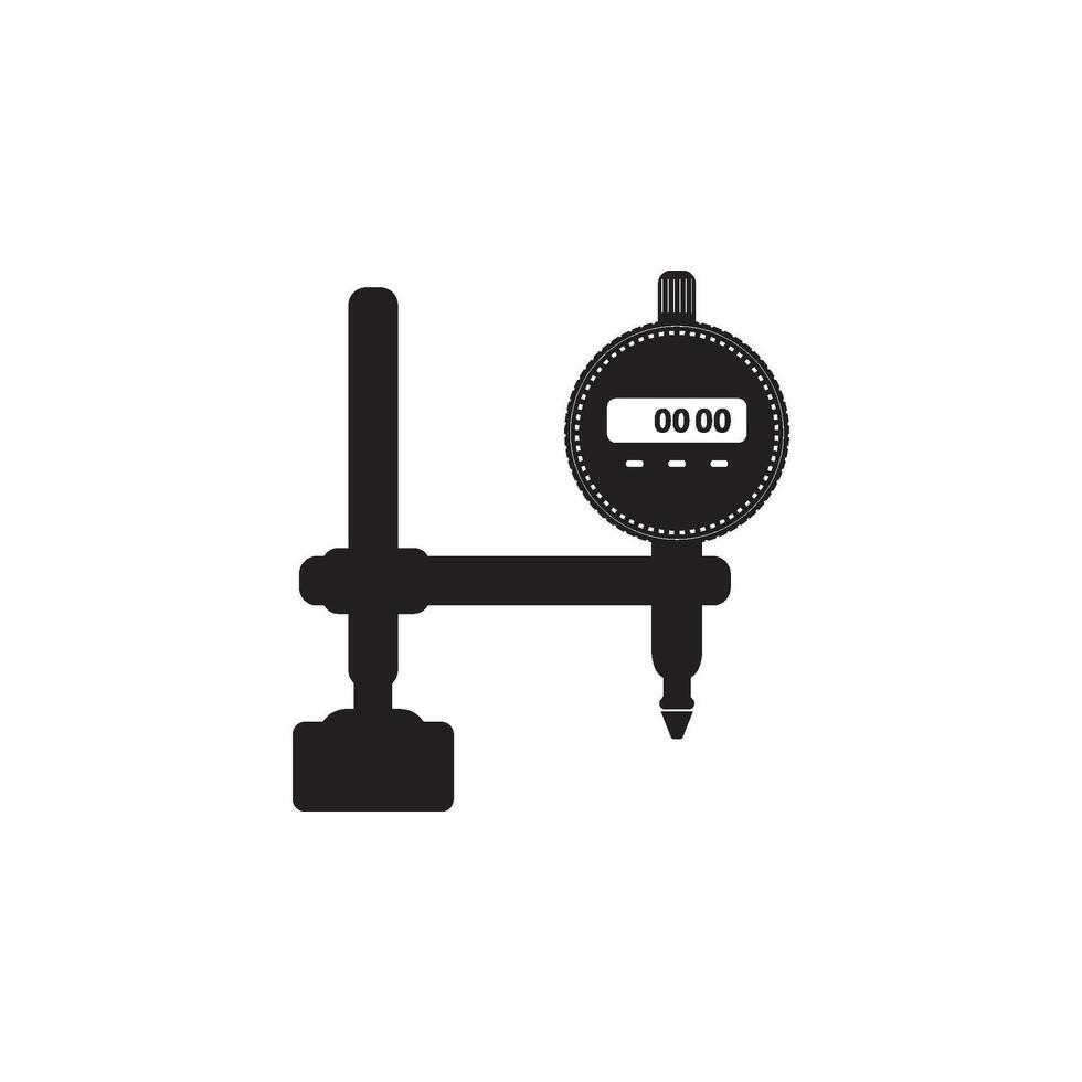 A black and white illustration of a clock and a meter vector