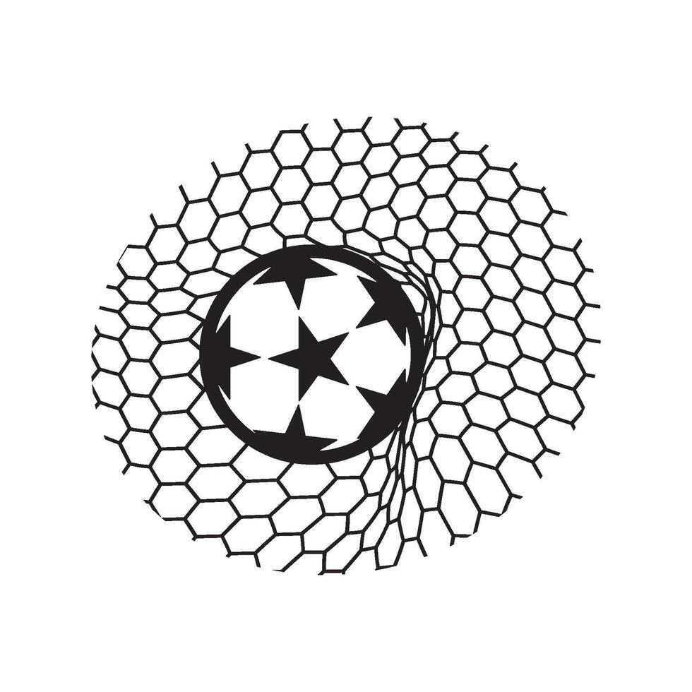 A soccer ball in a net with a star on it vector