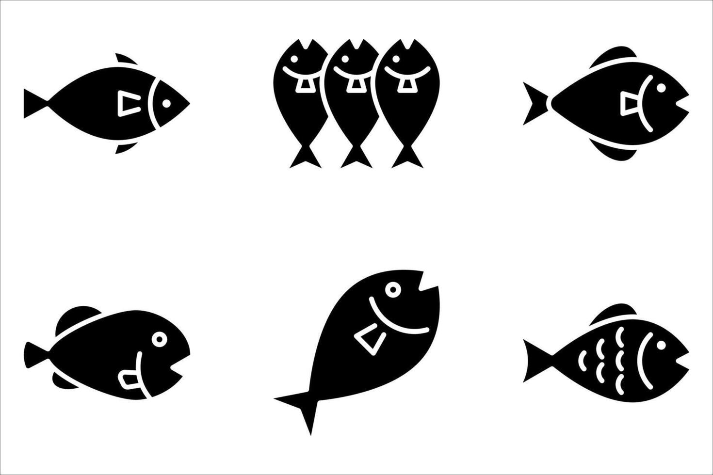 fish icon set, animal symbol on white background, vector