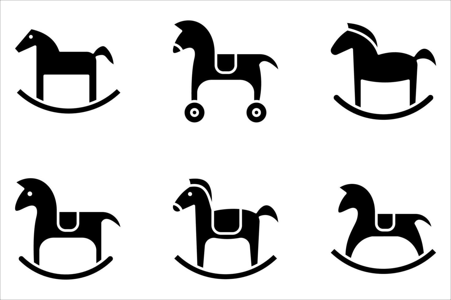 horse toy icon set. vector