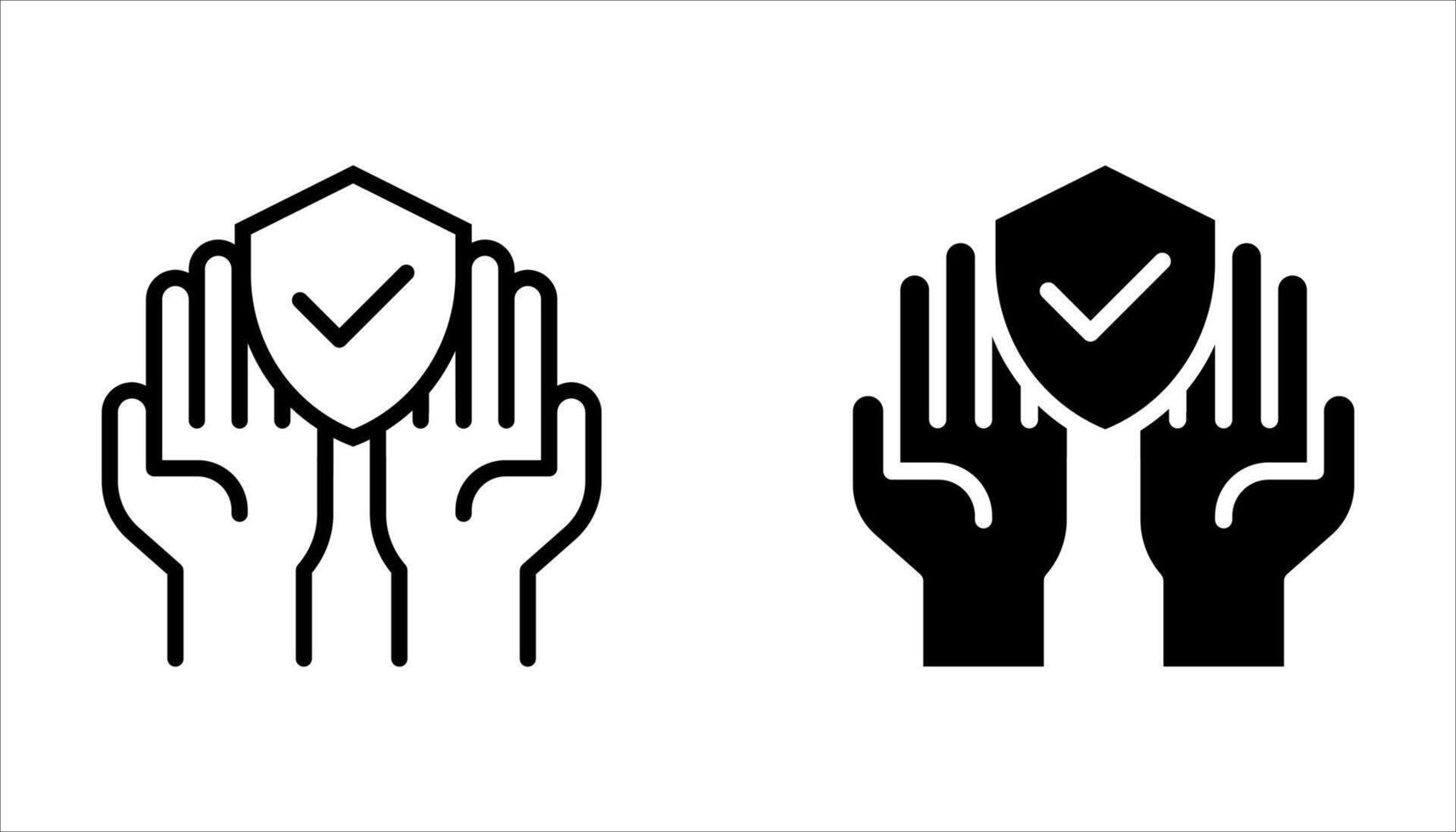 insurance hand icon set. vector