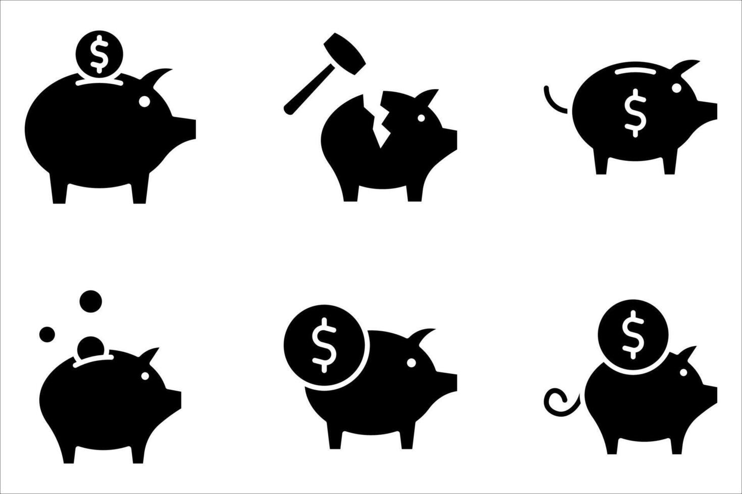 piggy bank icon set, vector