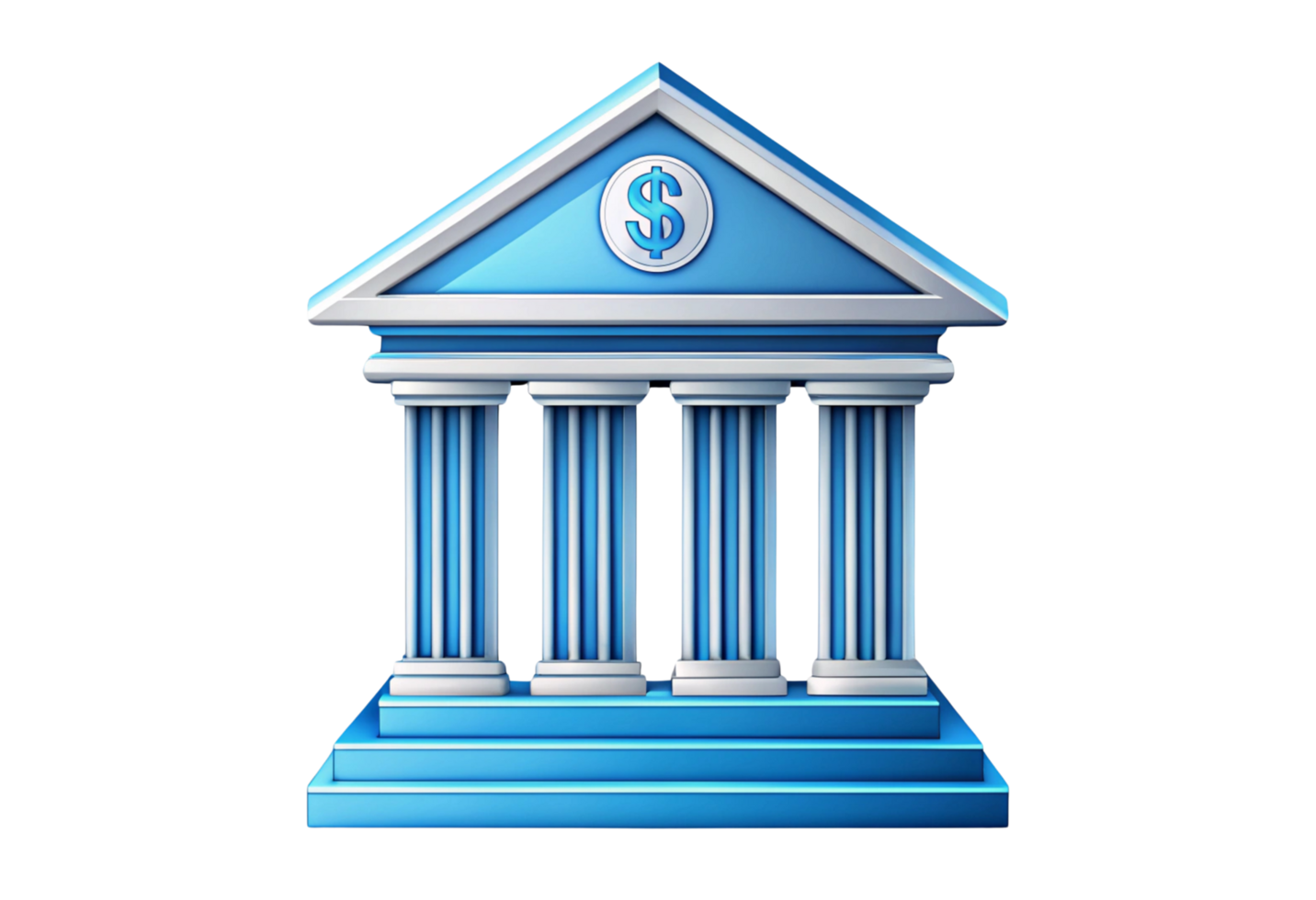 a blue building with columns and a dollar sign png