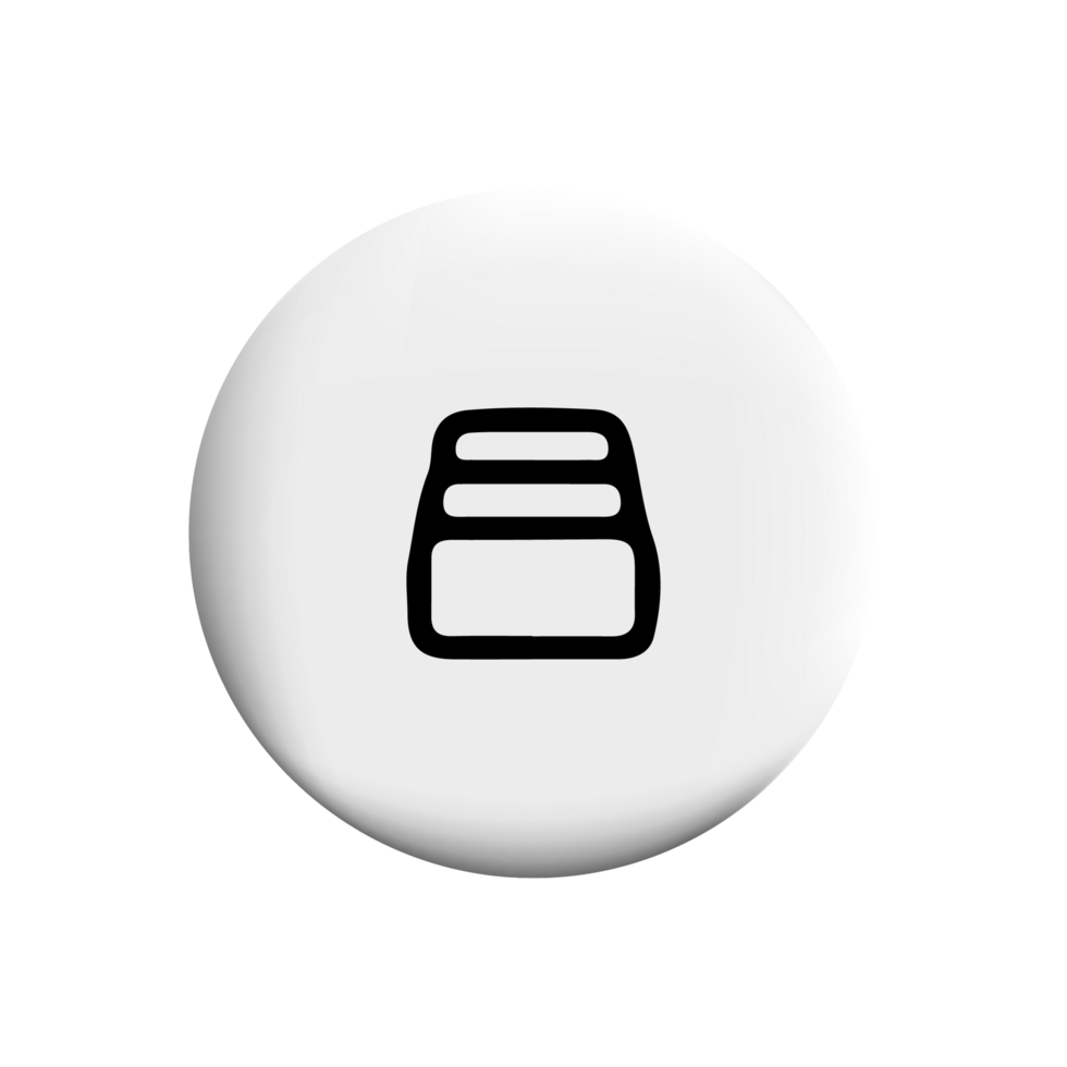 A white button with a black background and a stack of boxes png