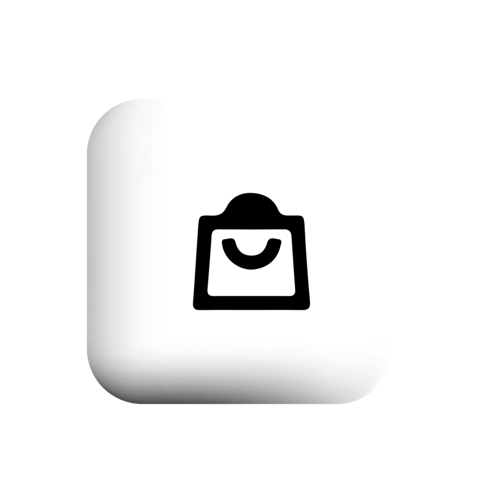 A black and white icon of a shopping bag png