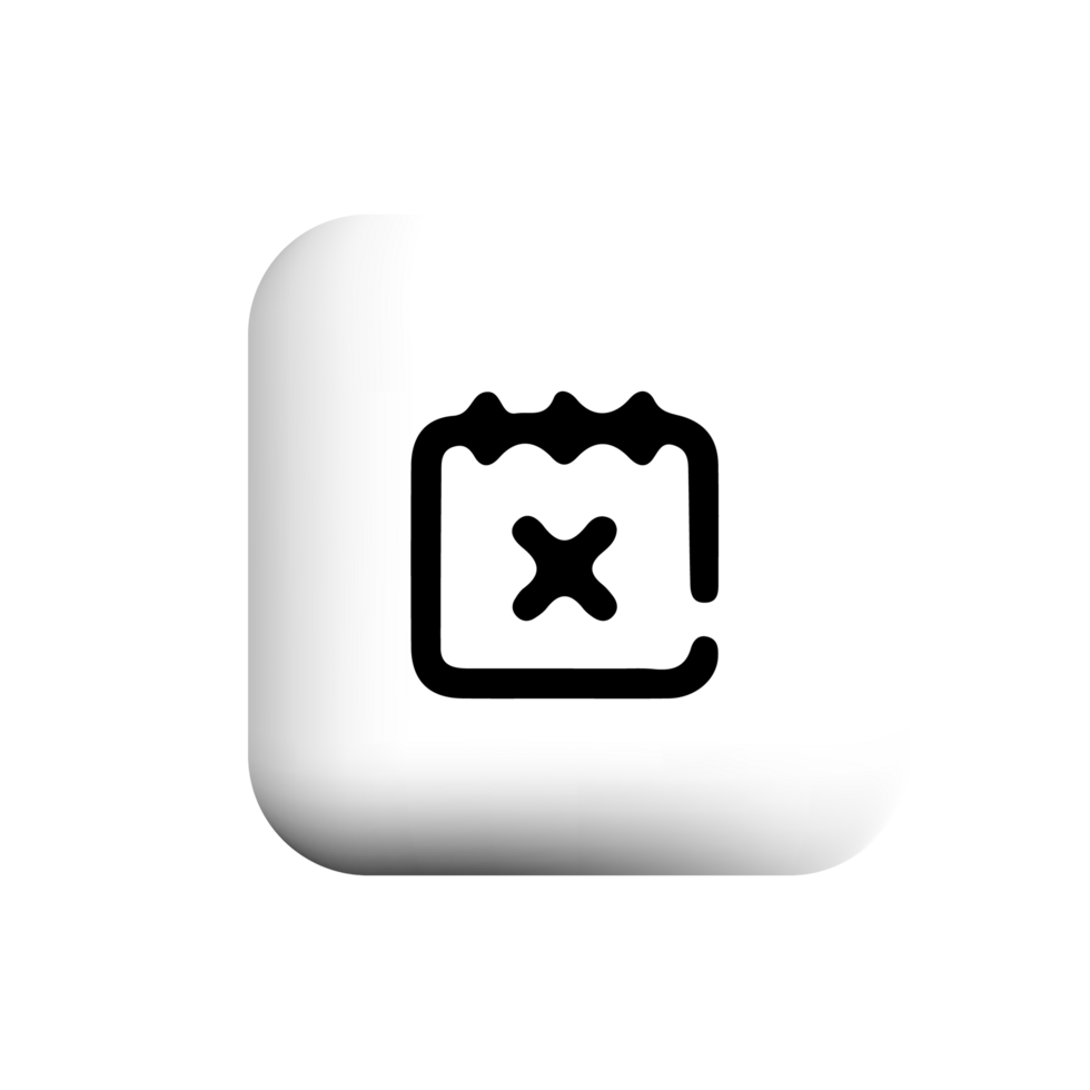 A white square button with an x on it png