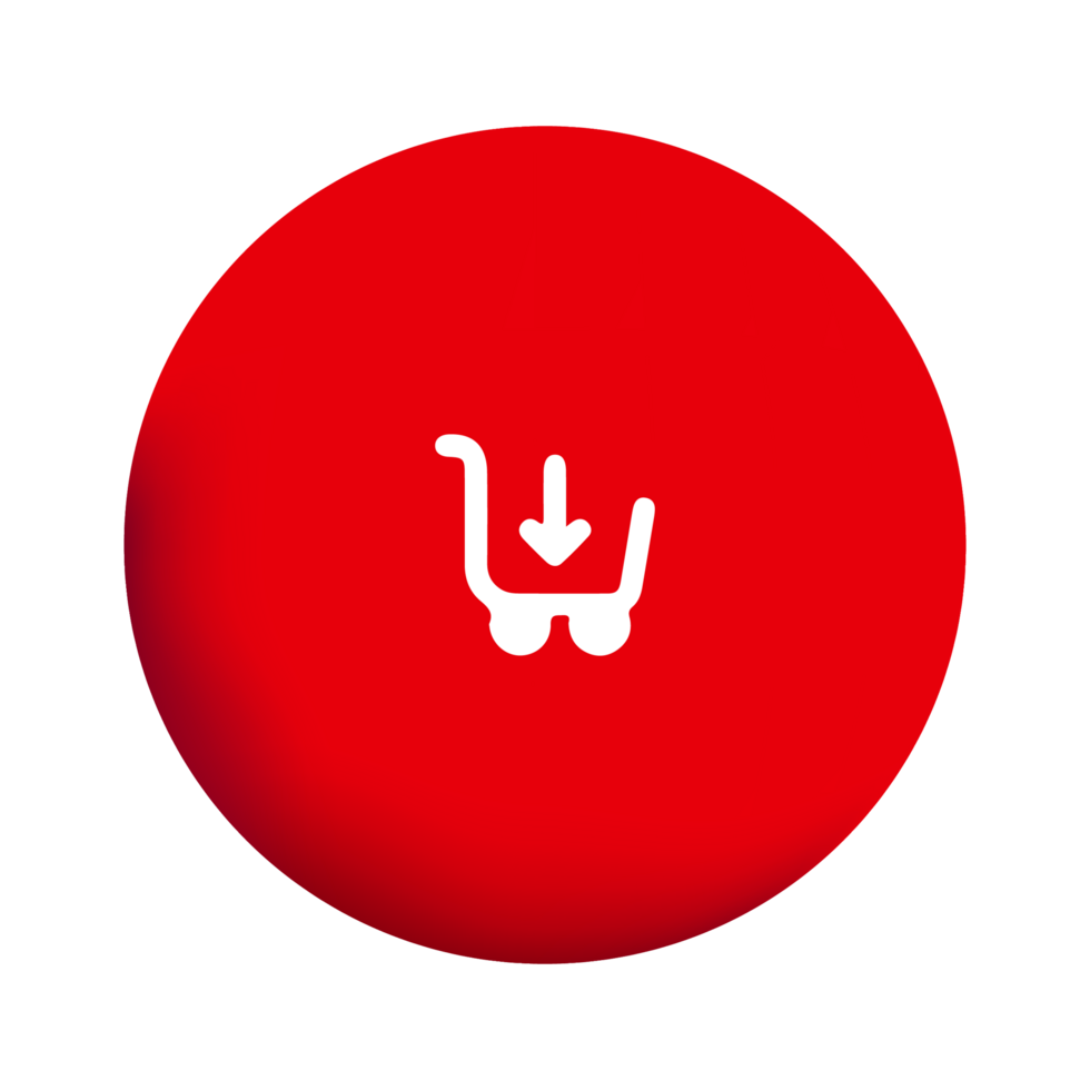 A red button with a shopping cart icon png