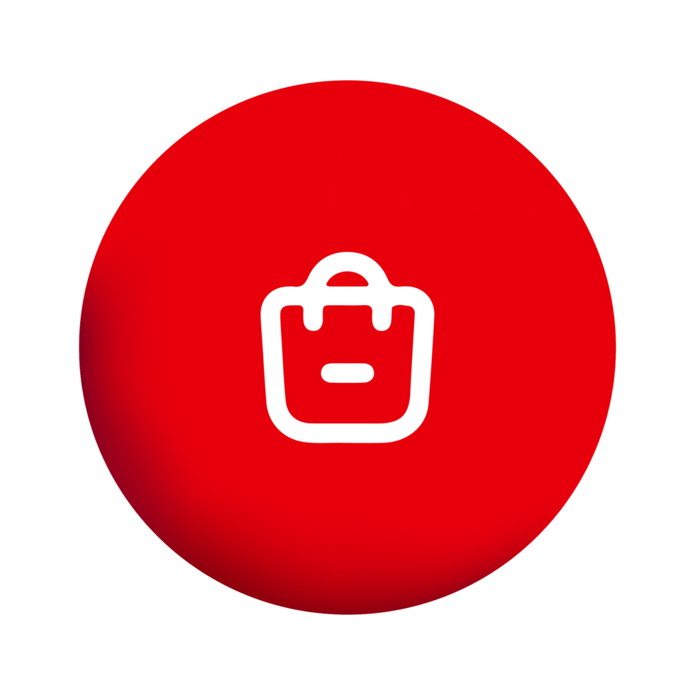 A red circle with a white bag icon png