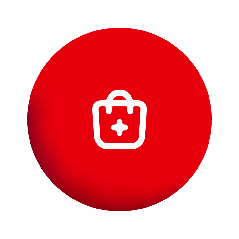 A red circle with a white medical bag icon png