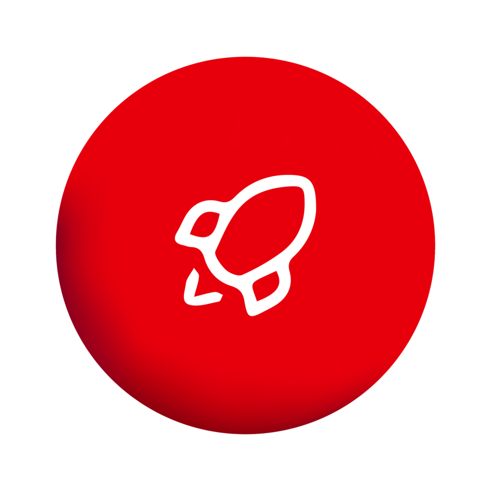 A red button with a rocket on it png