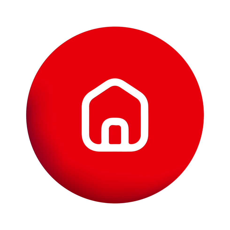A red house icon on a black background png