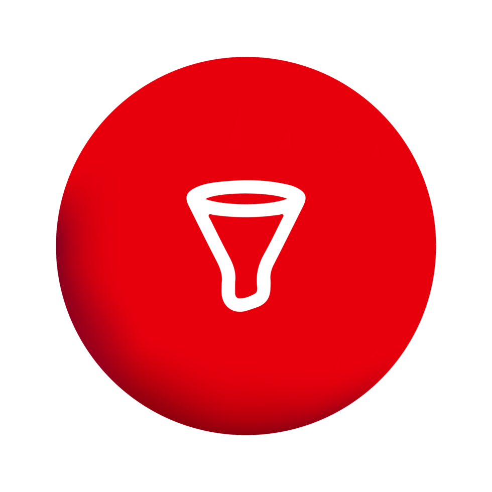 A red funnel icon on a black background png
