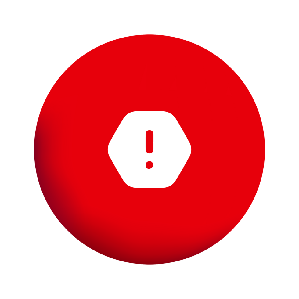 A red circle with an exclamation mark on it png