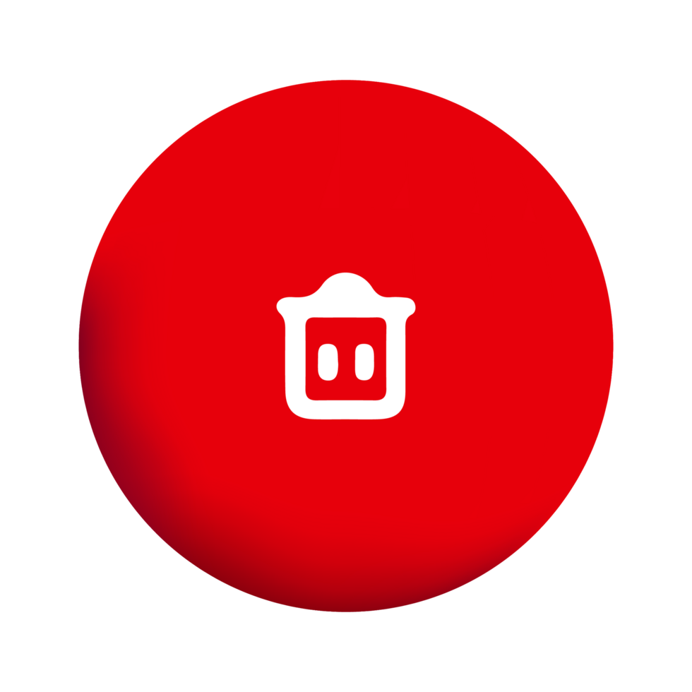 Trash can icon on red circle shape png