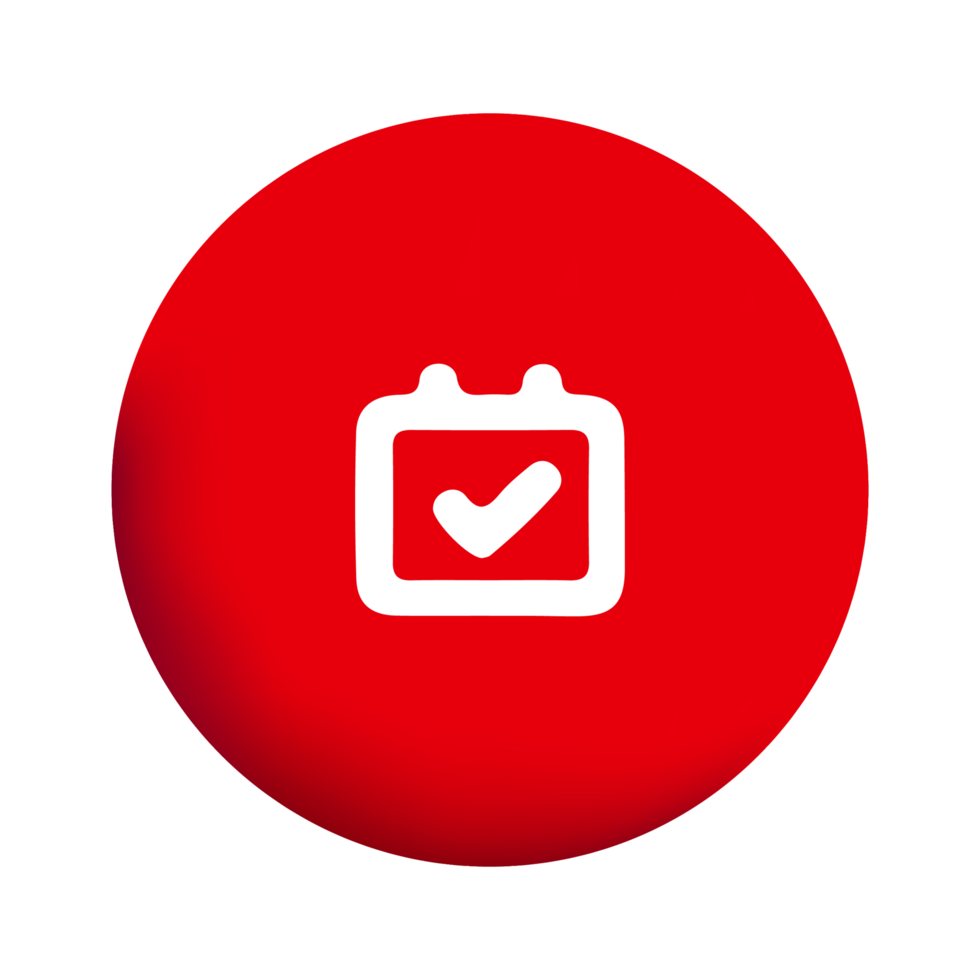 A red button with a check mark on it png