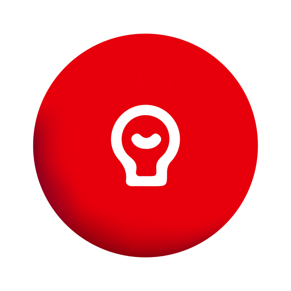 A red button with a light bulb on it png