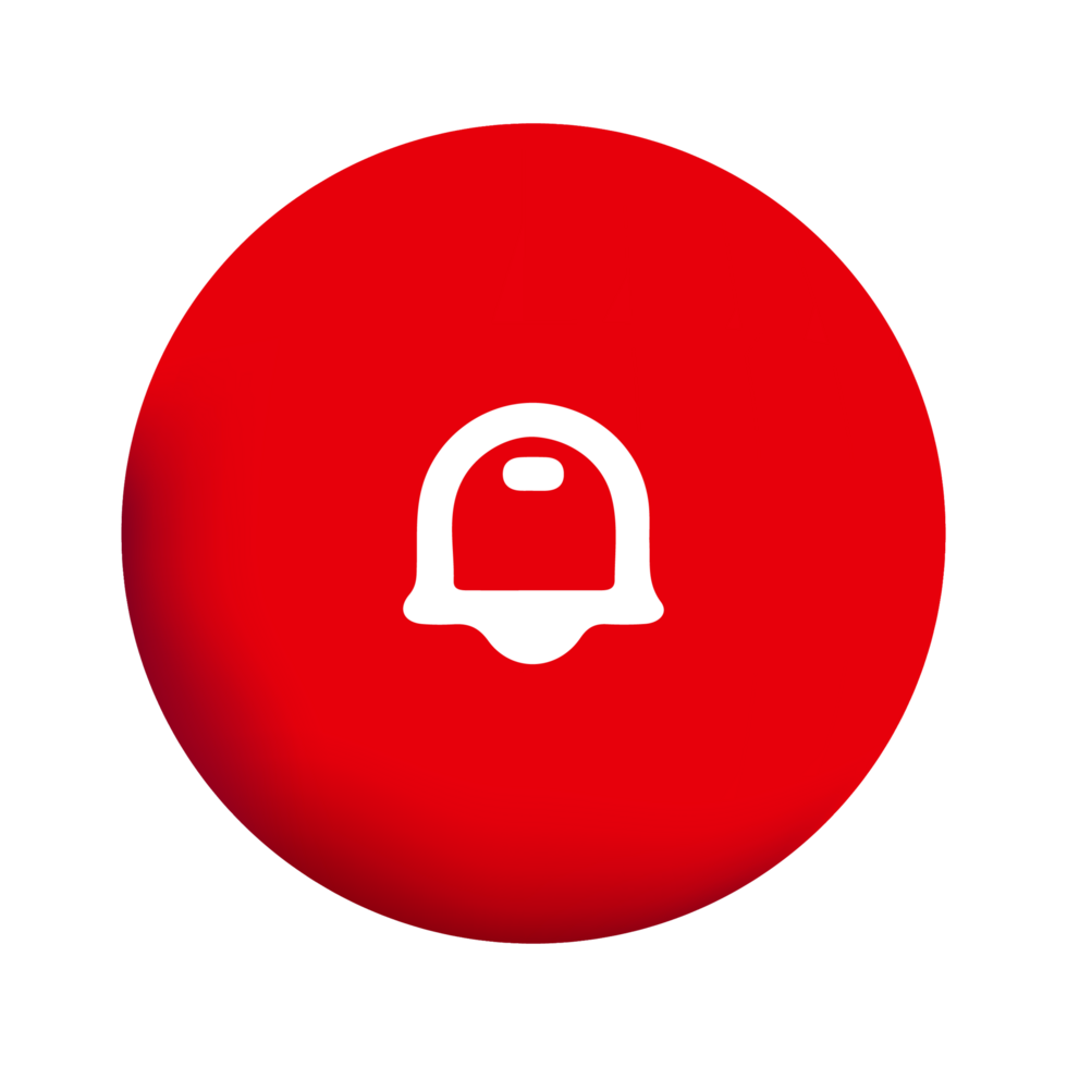 A red button with a bell icon on it png