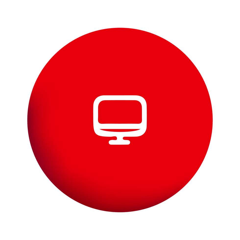 A red button with a computer monitor on it png