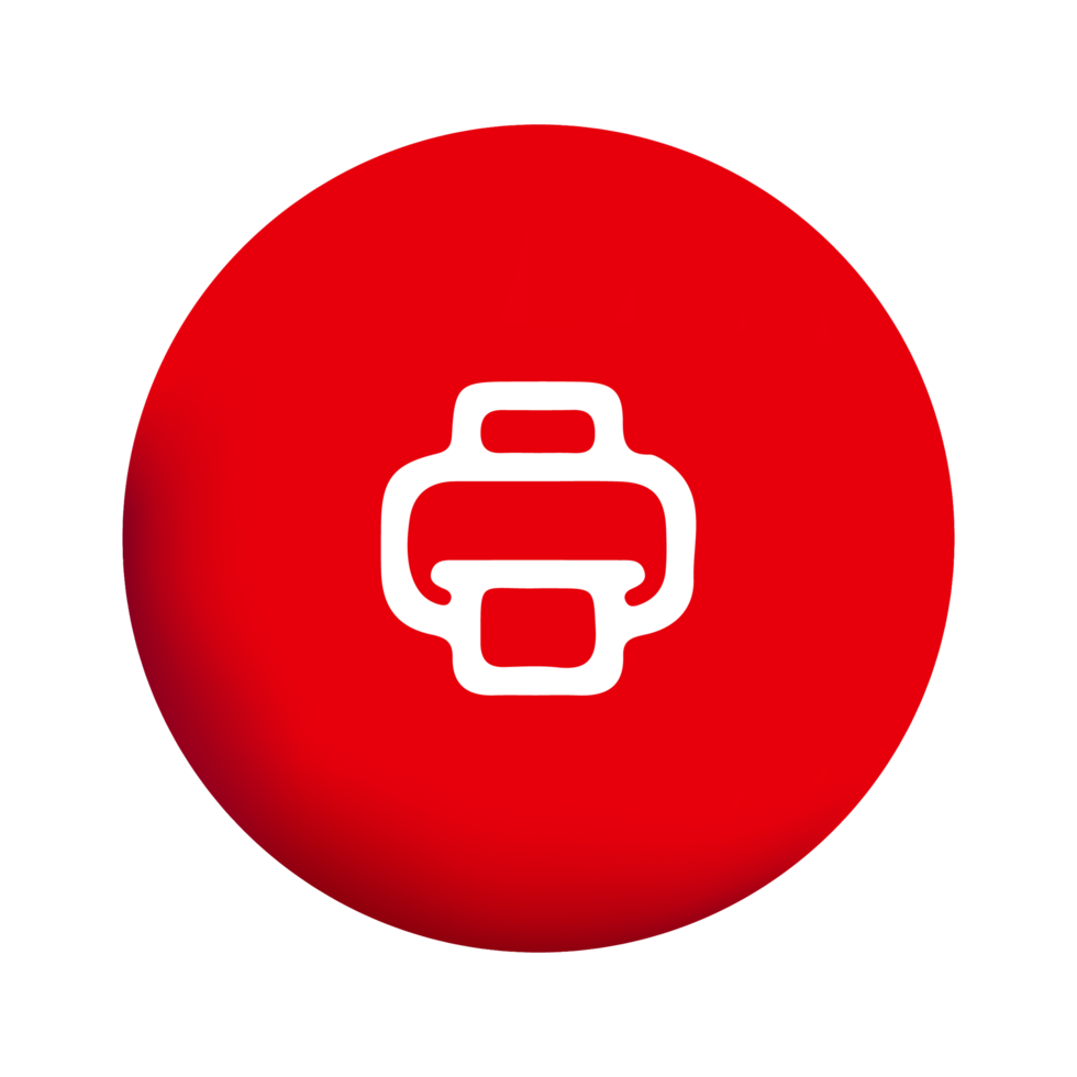 A red button with a white printer icon png