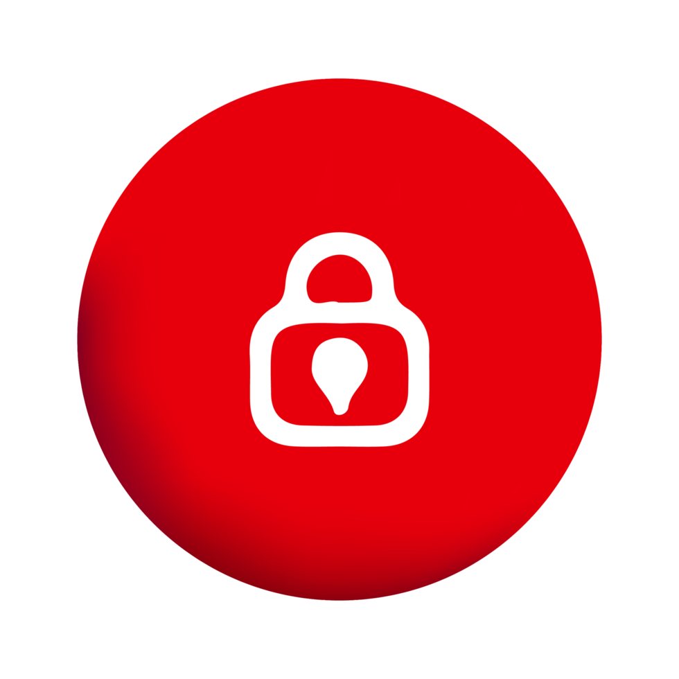 A red button with a white lock icon png