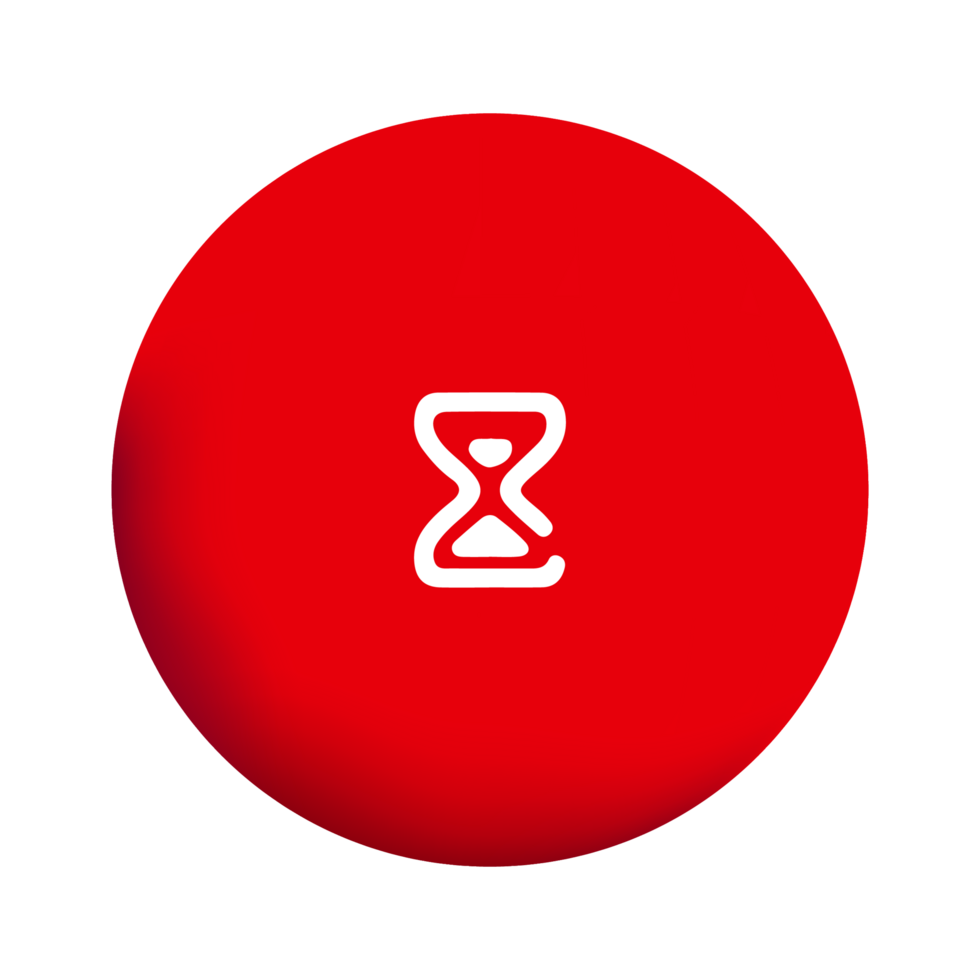 A red button with a white hourglass icon png