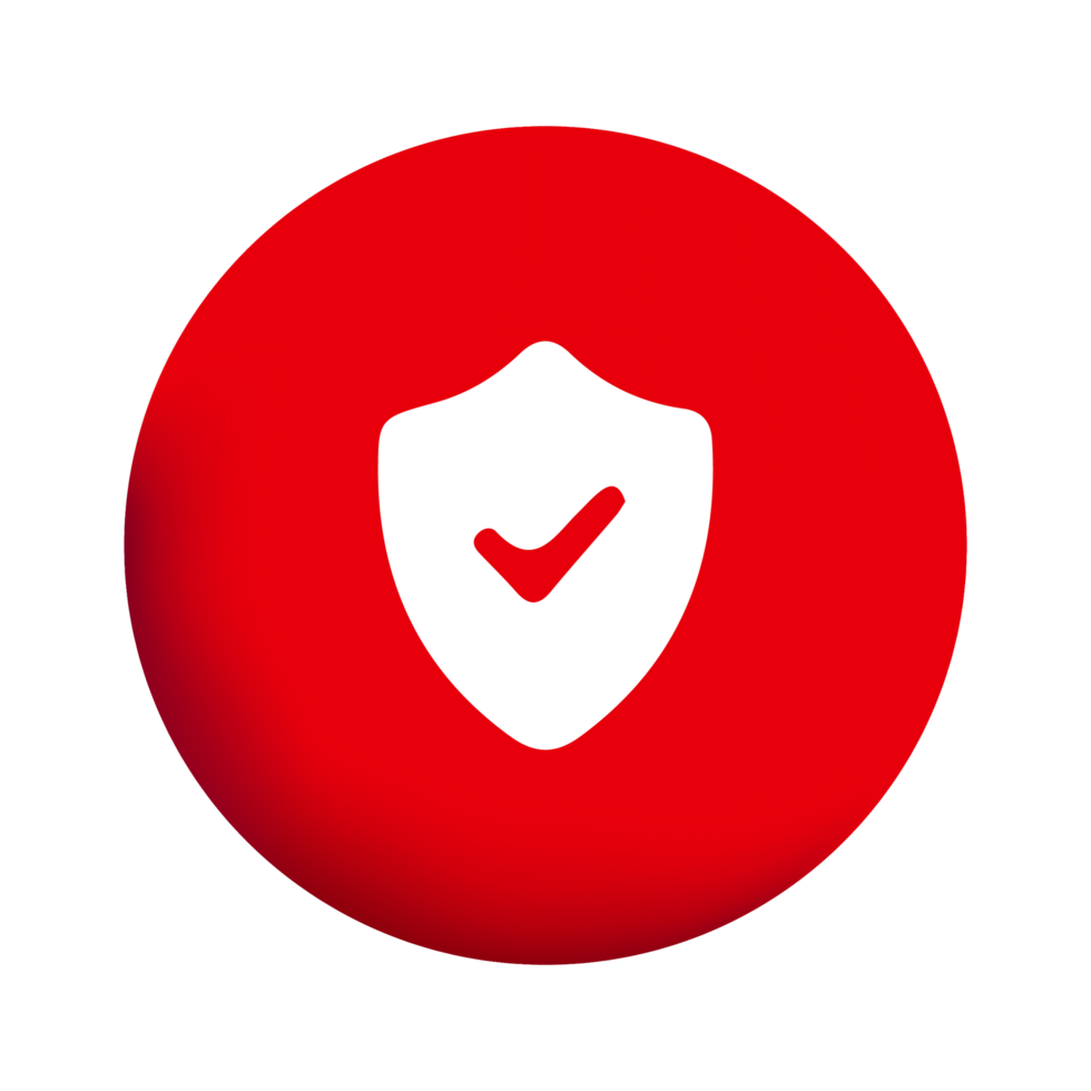 A red circle with a shield and tick mark png