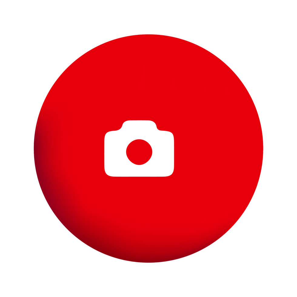 A red camera icon on a black background png