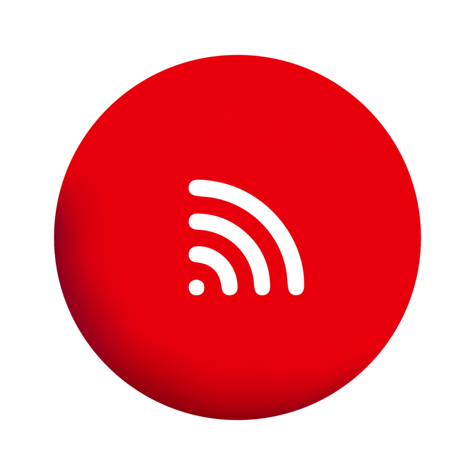 A red button with a white wifi symbol png