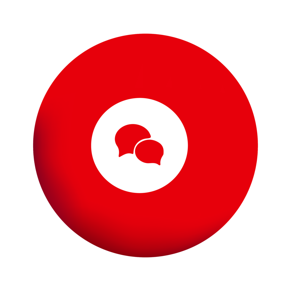 A red and white circle with two speech bubbles png