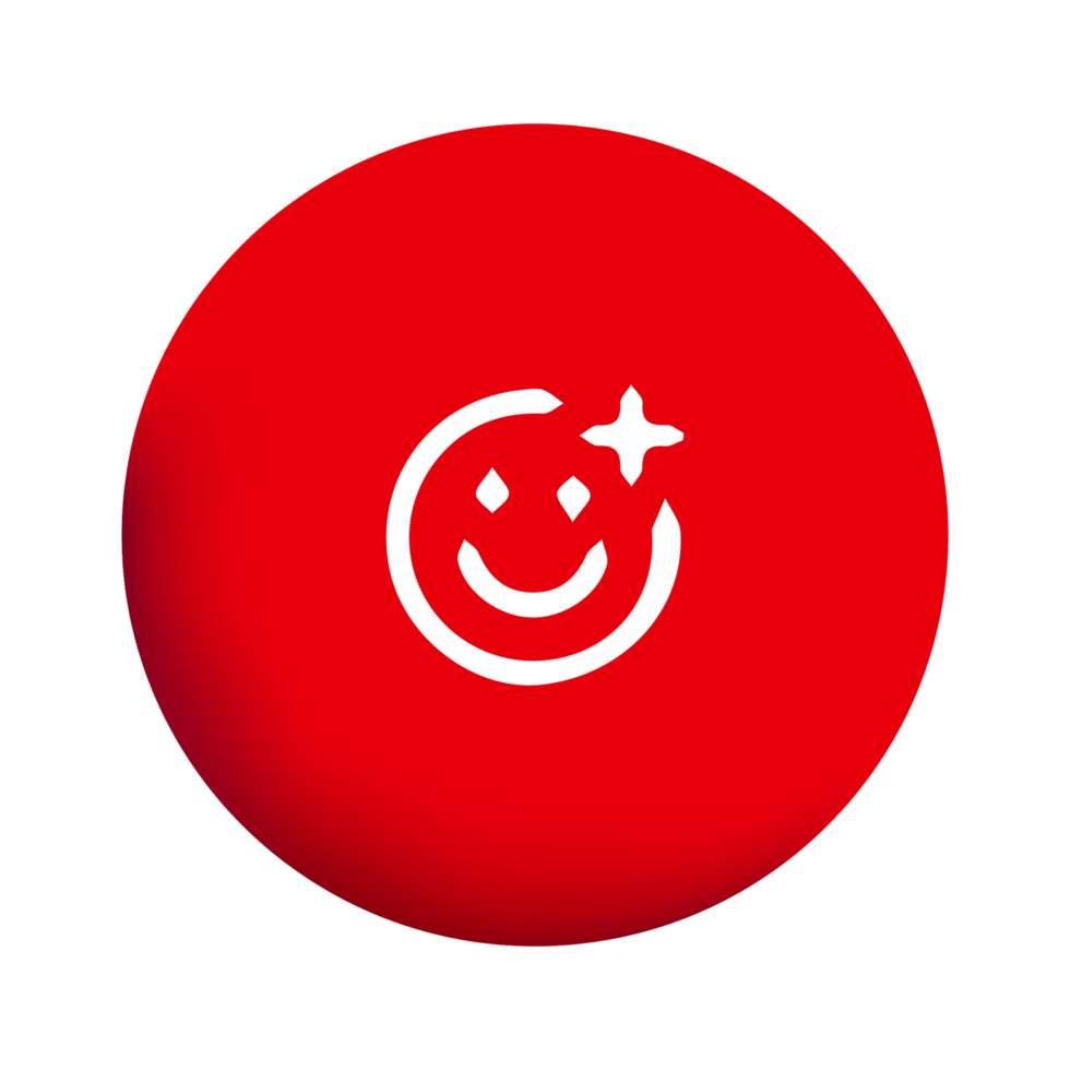 A red circle with a smiley face on it png