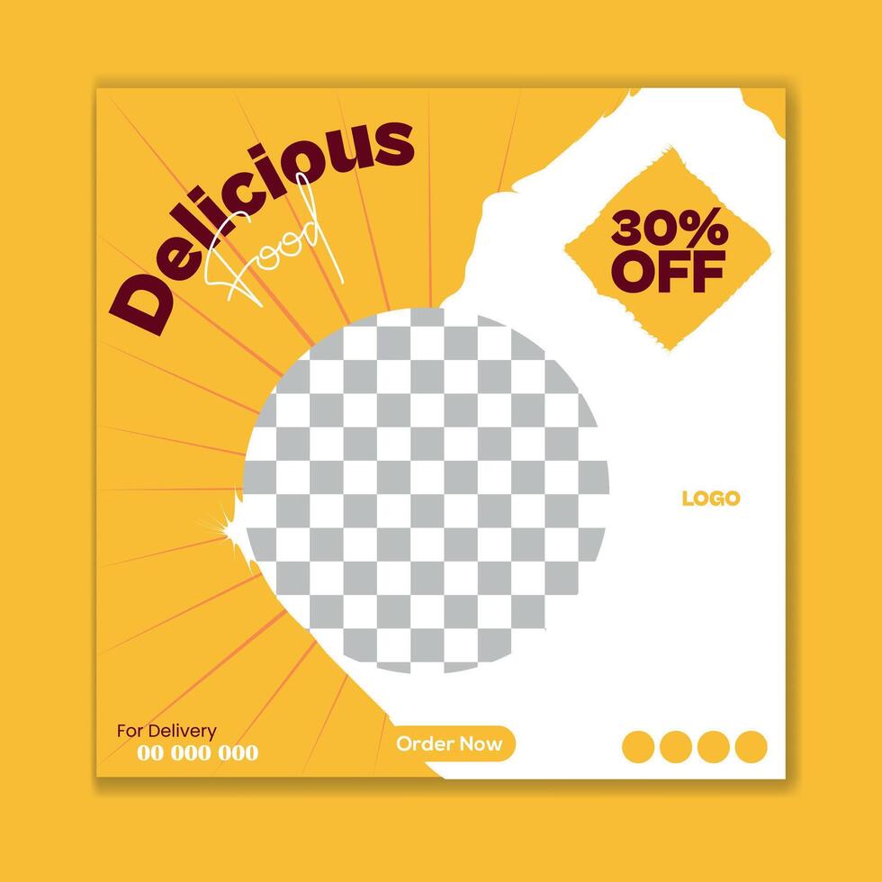 Delicious Food Social Media Post Design Template vector