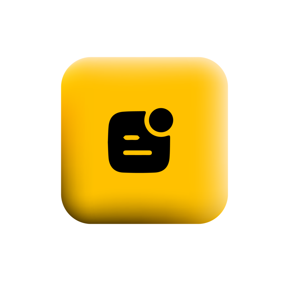 A yellow square button with a black dot on it png