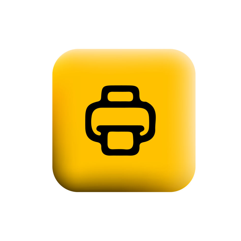 A yellow button with a black and white image png