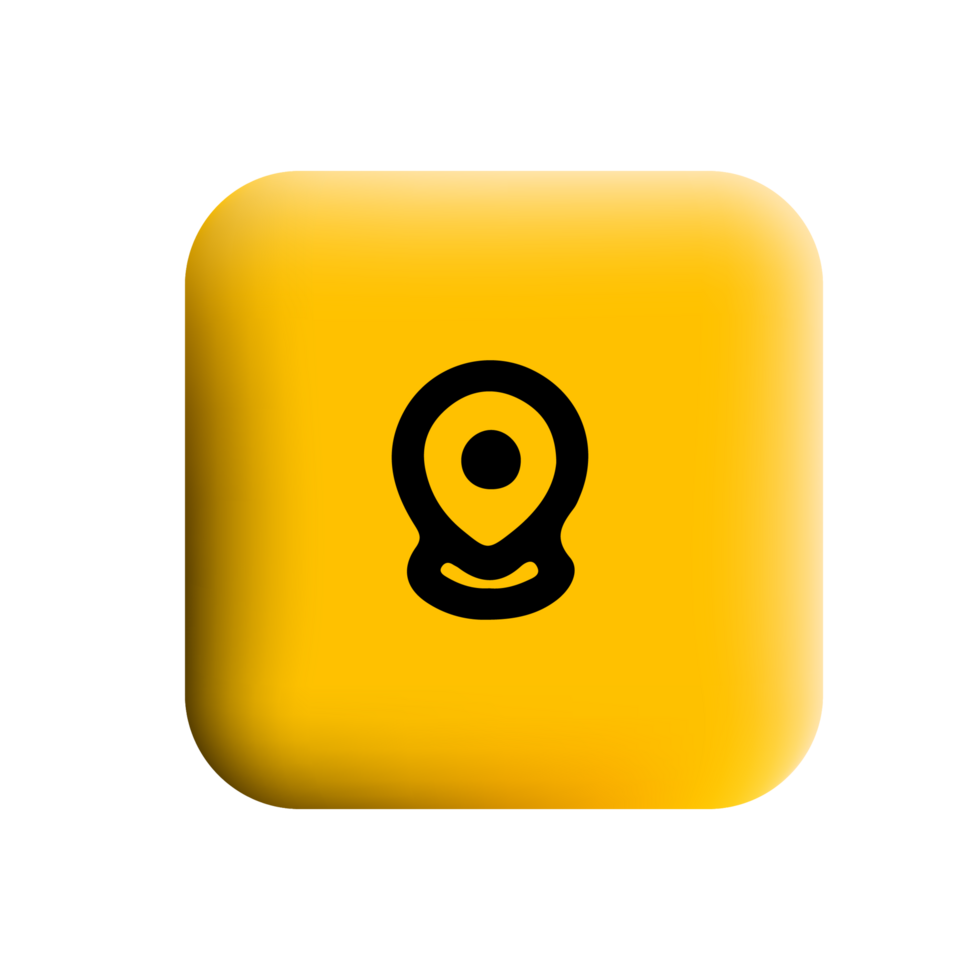 A yellow square button with a black dot on it png