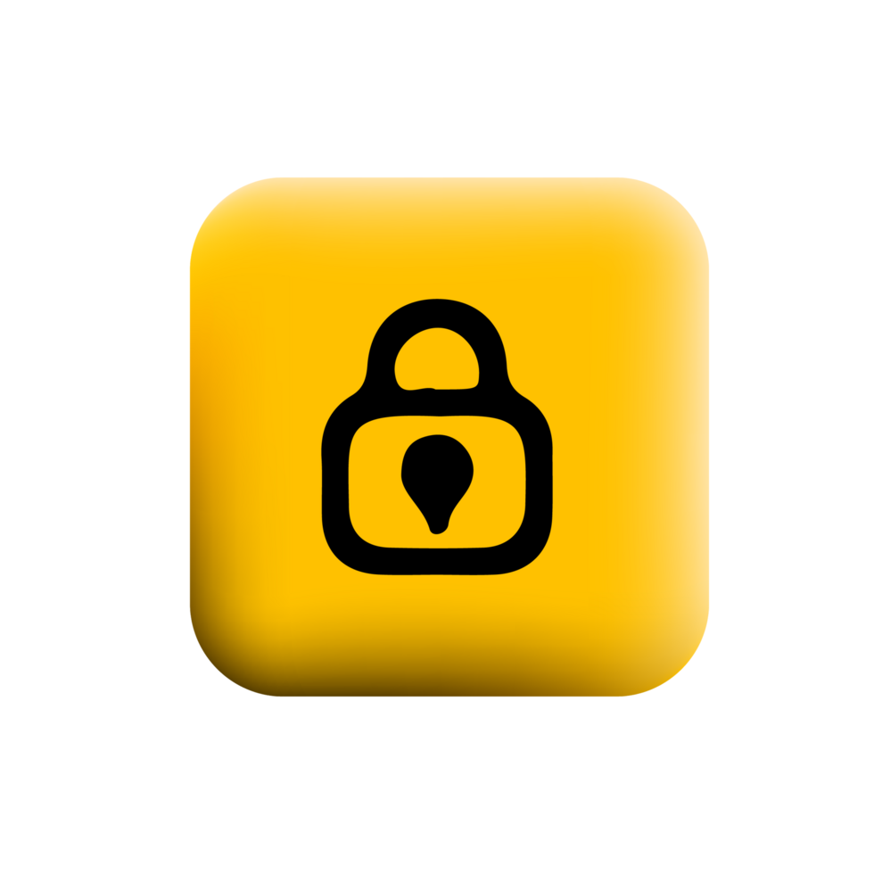 A yellow square button with a lock icon png