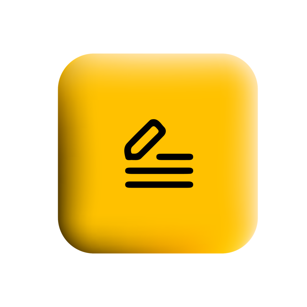 A yellow square button with a pen and paper icon png