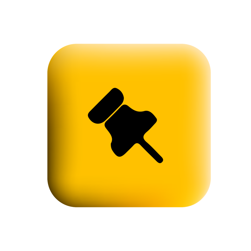 A yellow button with a hammer icon png